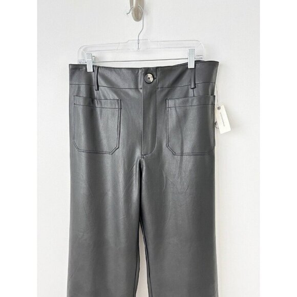 NWT Anthropologie Colette Cropped Wide-Leg Faux Leather Pants 32 Black - Picture 6 of 10